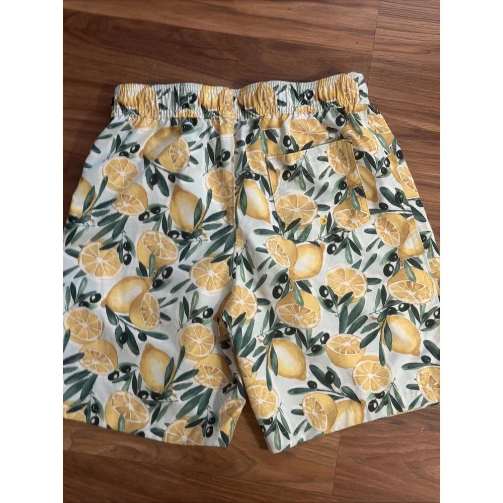 Abercrombie Kids Boys XL 15/16 Citrus Lemon Swim Shorts Trunks EUC